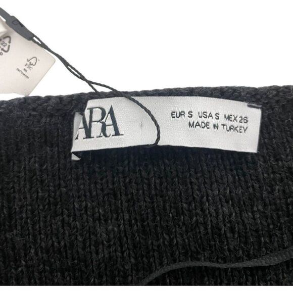 Zara Womens Sweater S Anthracite Gray Cut Out Wool Blend Cardigan 6771/135 NWT - Picture 5 of 11